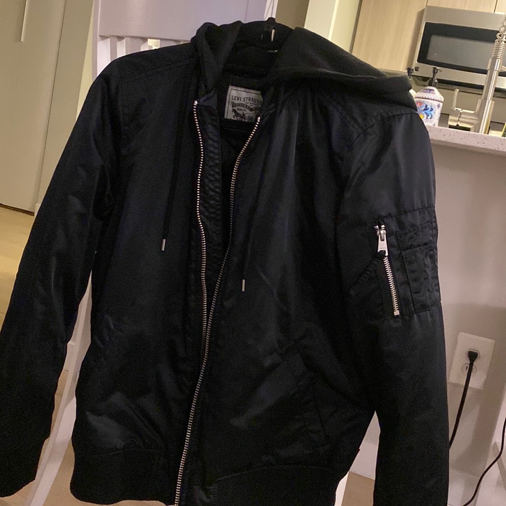Black Bomber Jacket with Hood